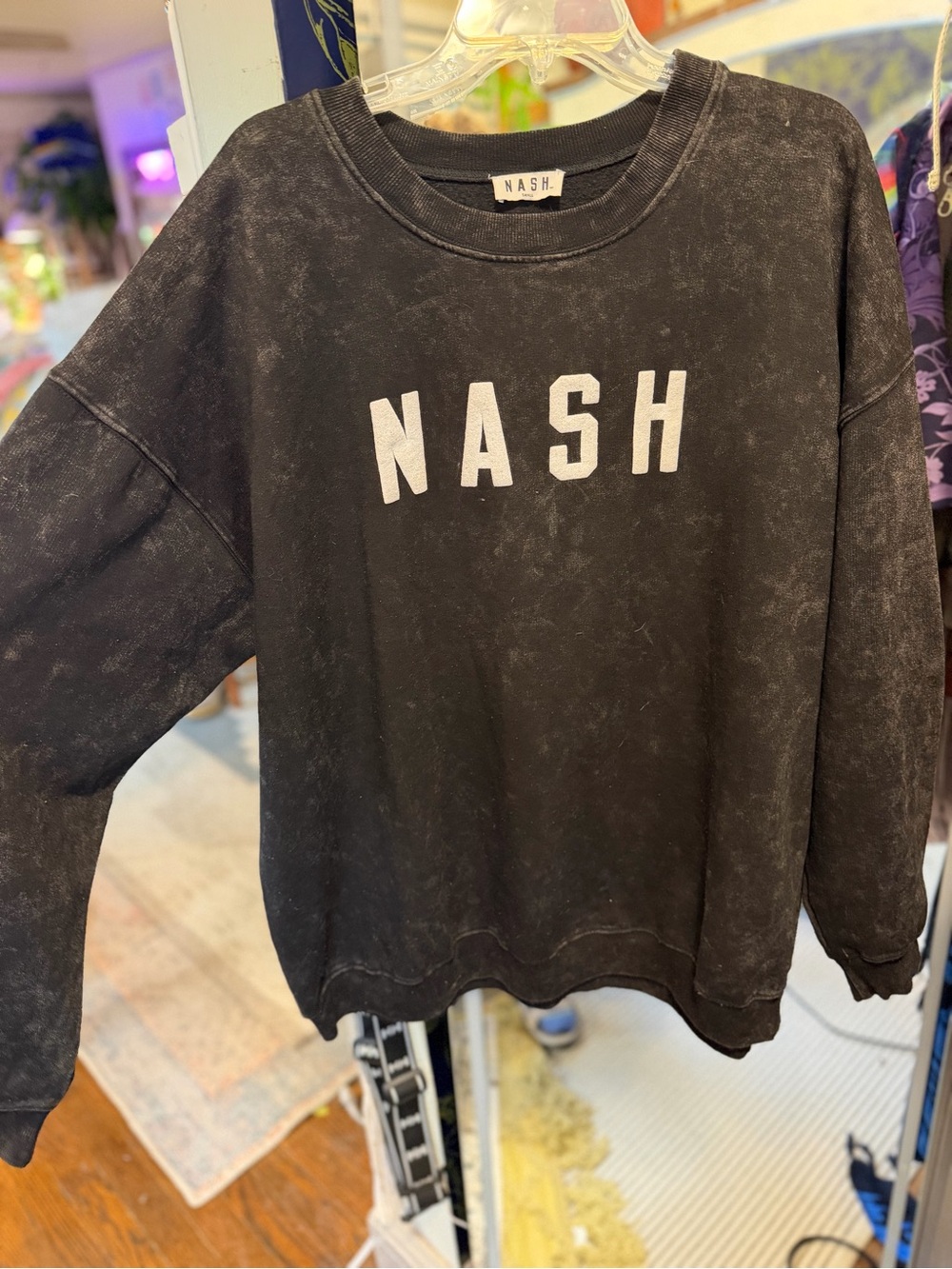 NASH Washed Black Crewneck Sweatshirt